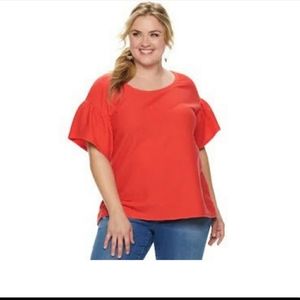 EVRI Woman's  Orange textured short sleeve top in a size 1X
